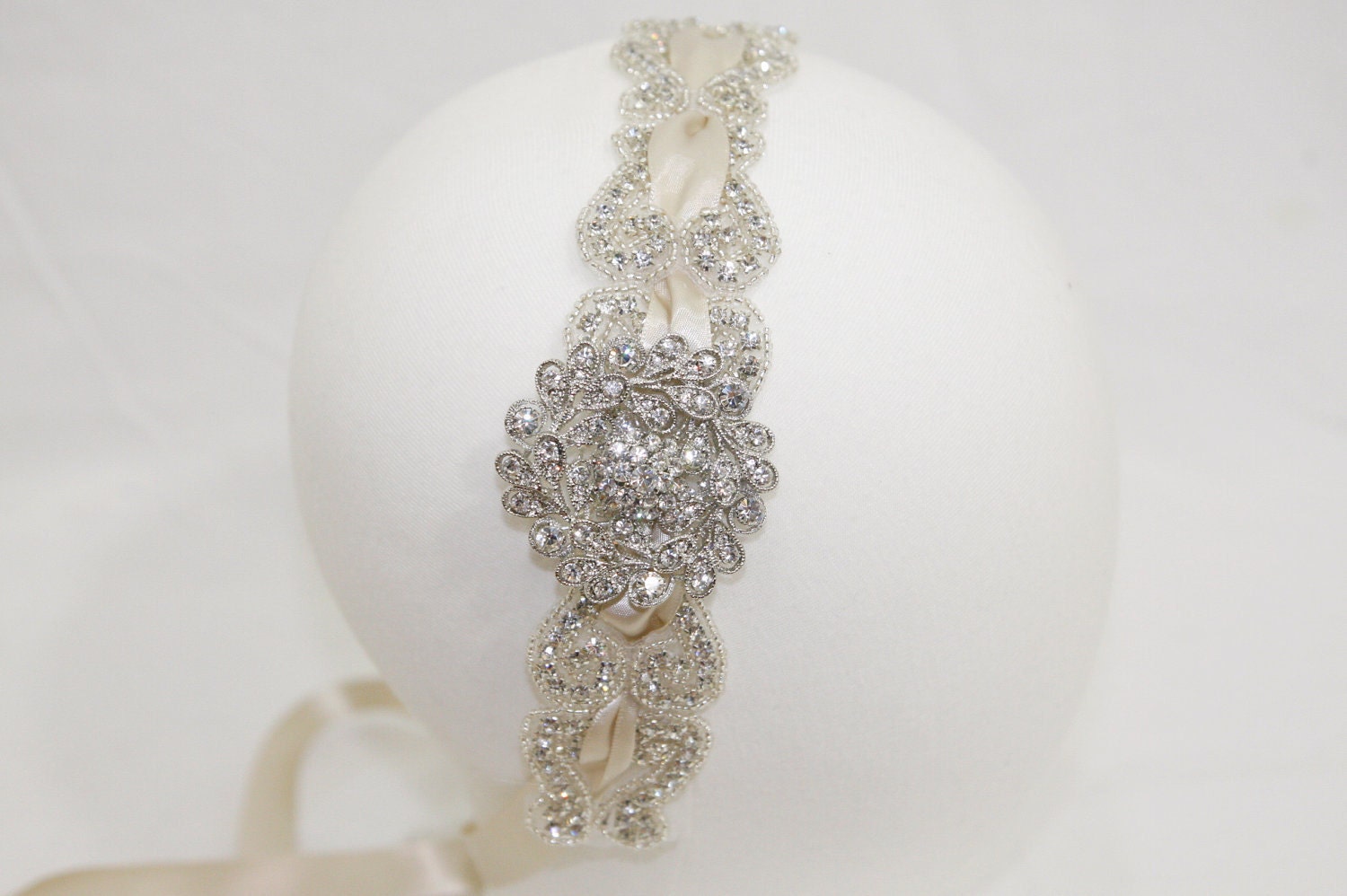Bridal  Crystal Headband- Vintage l'amour, bridal head piece