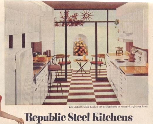 1954 Print Ad Republic Steel Kitchens Sleek Modern Styling and Interior Design Elements
