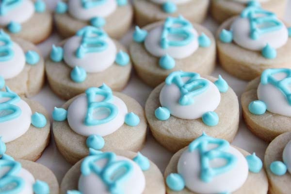 Monogram Cookie Nibbles - 5 Dozen Miniature Vanilla Sugar Cookies