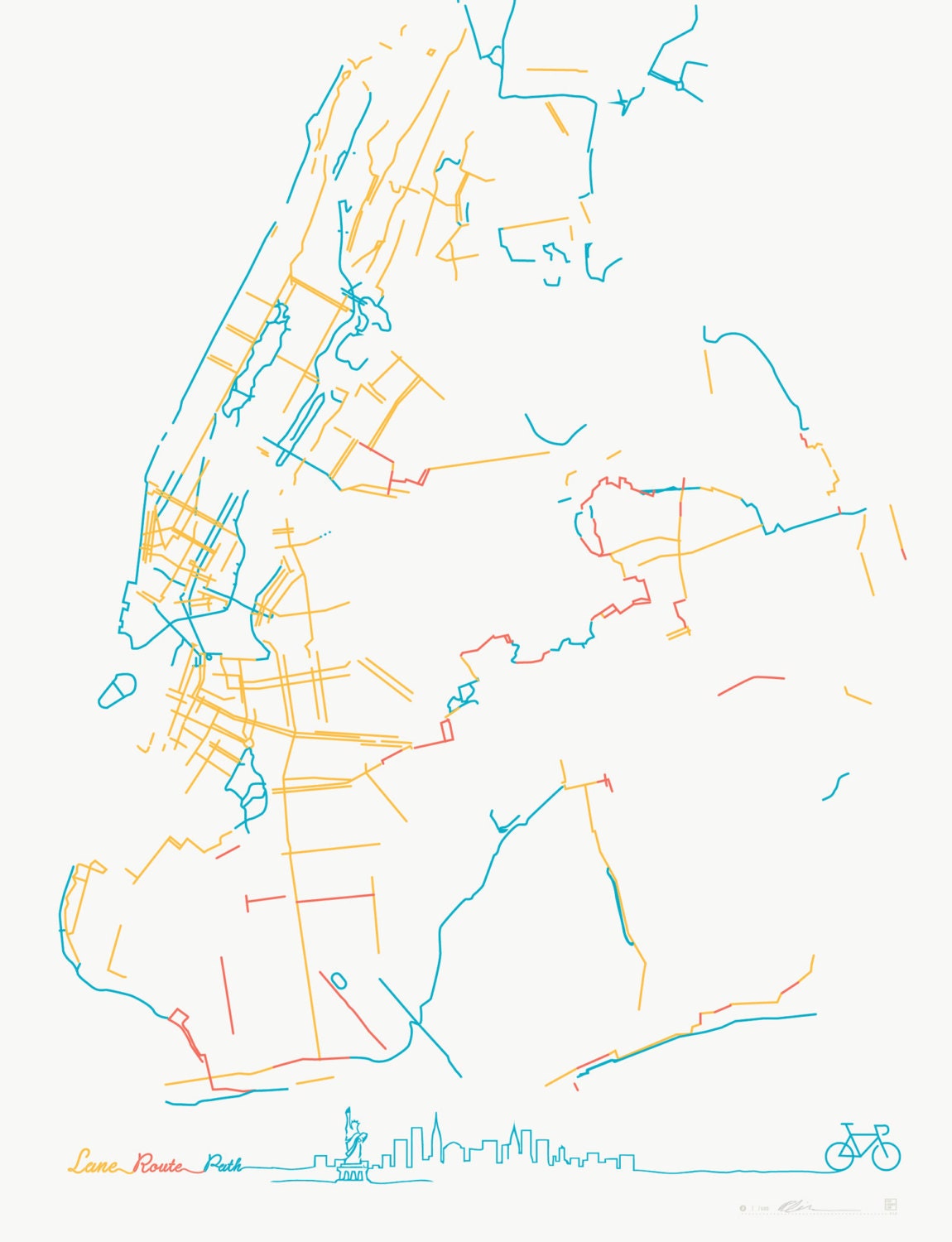 The Beauteous Bike Lanes of New York City (Print)