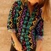 SOUTHWEST 90s bright ikat style SLOUCHY oversize button up
