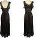 Vintage 1950s Long Black Nightgown. Feminine Sheer with Ruffles, Lace and Satin Ribbon Tie by AMERICAN MAID.