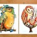 2 Owl Prints: Great Horned Owl & Barn Owls