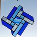 Stained Glass Suncatcher, Geometric Blue Pinwheel