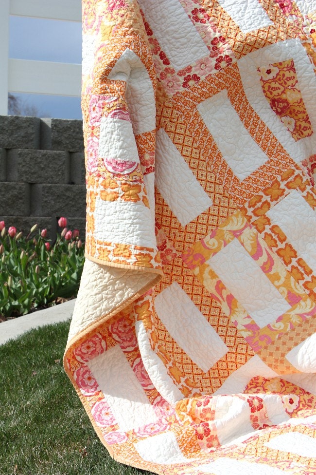 Creamsicles summertime quilt TWIN or PICNIC size