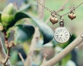 Love Knows Not What Time Is - gold plated clock and heart necklace by benitablue