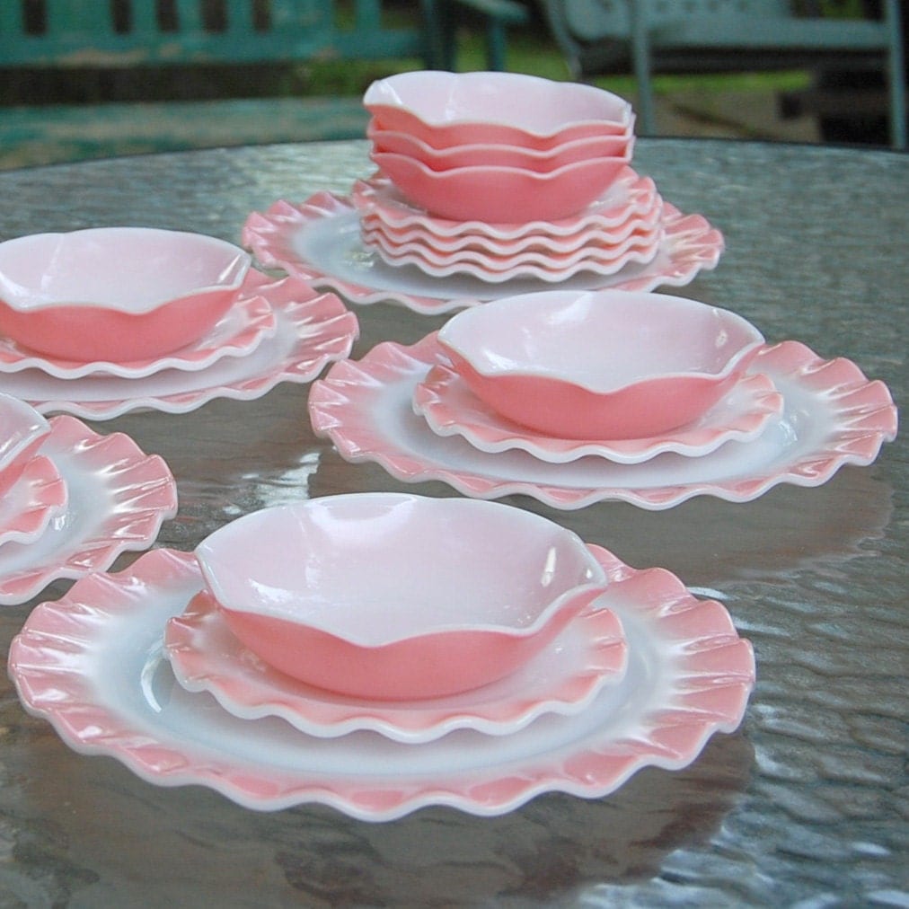 Vintage Hazel Atlas Dinnerware Pink Crinoline By Digsdesignstudio