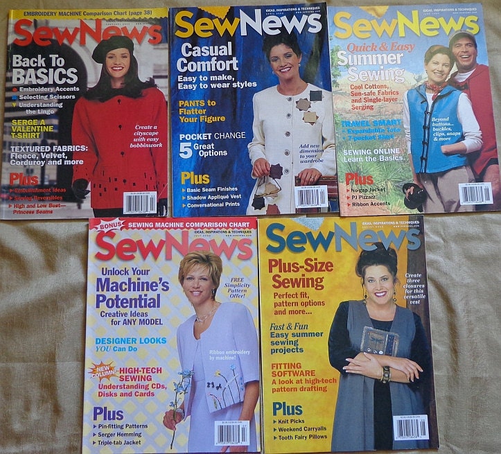 50% Off Sale - 5 Craft and Sewing Magazines Sew News Magazine Collection, 2000, Ideas, Inspirations, Techniques Craft Supplies YacketUSA