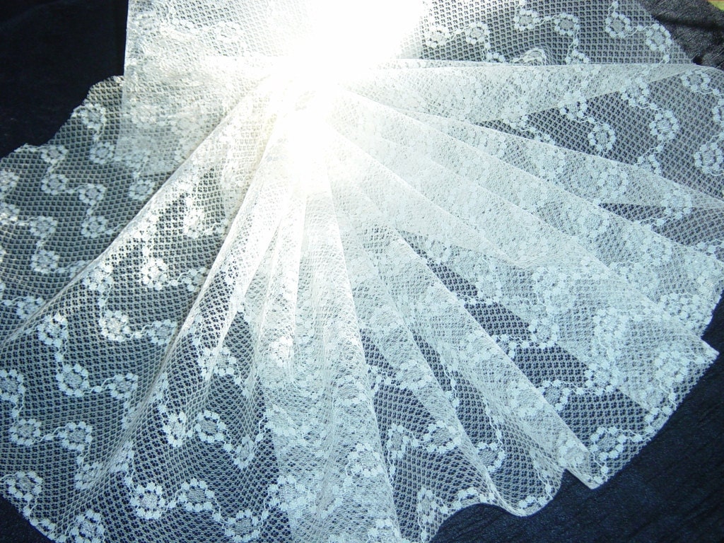 White Lace Trim Floral Netting Lace Trims 11" Width Polyester Lace Fabric BTY, Supplies YacketUSA