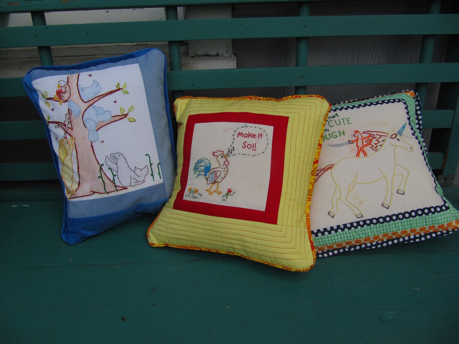 Make It So Rooster - Embroidered and Quilted Decorative Throw Pillow