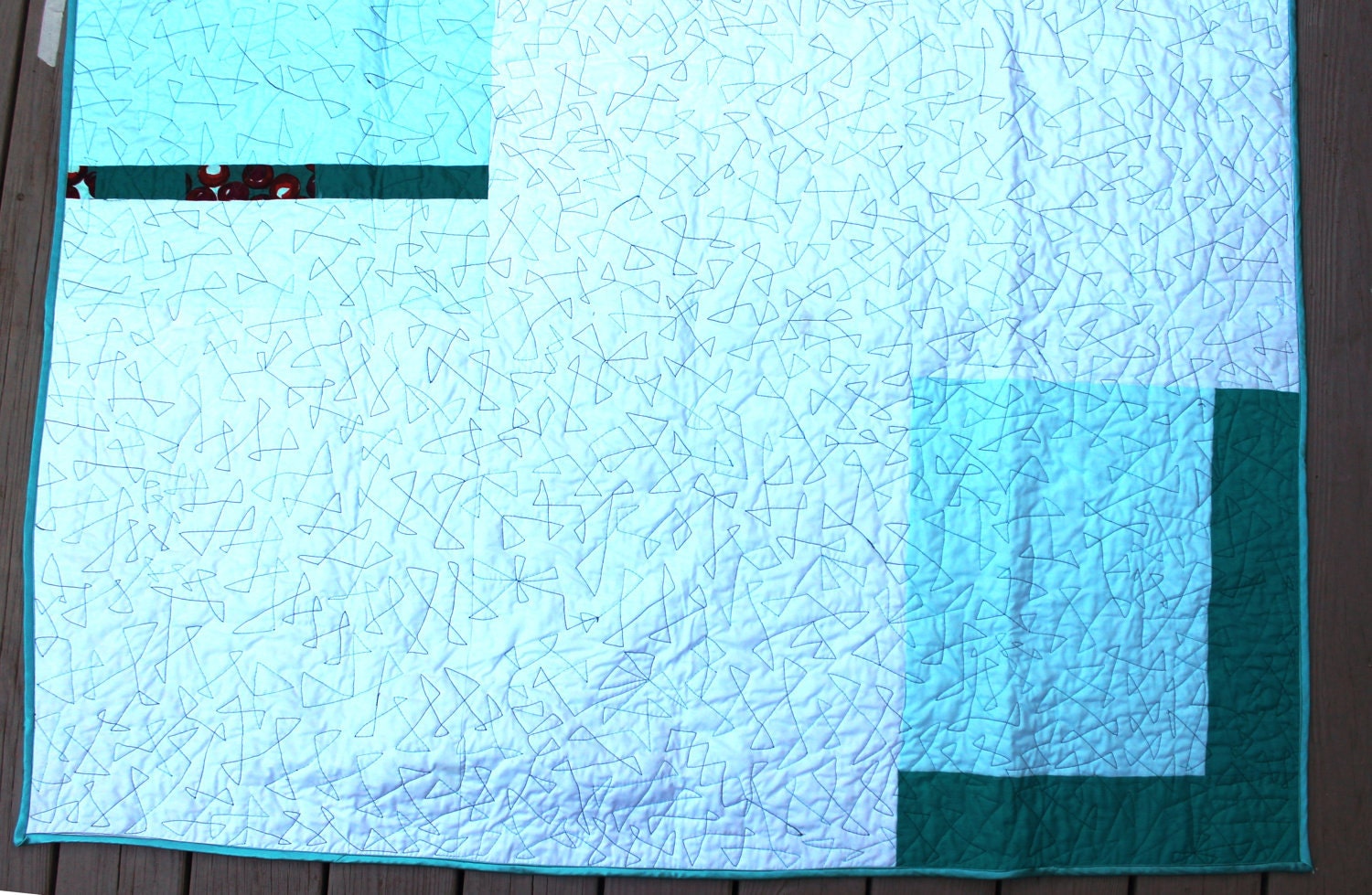 Modern Mosaic Style Teal Quilt