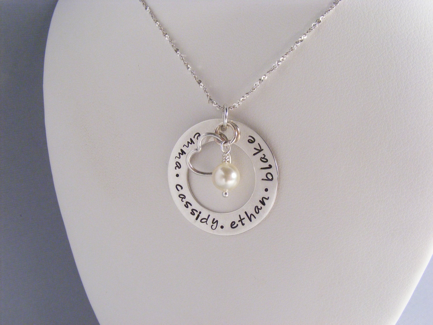Mothers necklace-hand stamped- personalized mommy jewelry-name necklace-grandmother necklace