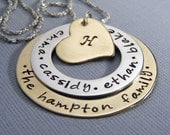 Family name necklace-hand stamped- personalized mothers necklace-childrens names-mommy jewelry