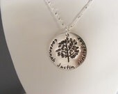 Family tree mothers necklace-hand stamped- personalized family name-childrens names-mommy jewelry