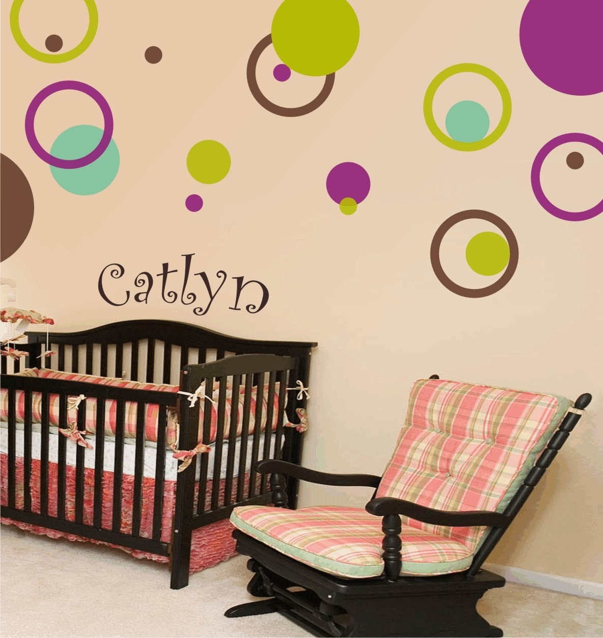 CIRCLE RINGS vinyl wall decals kids room nursery stickers bubbles polka dots - 3 Colors