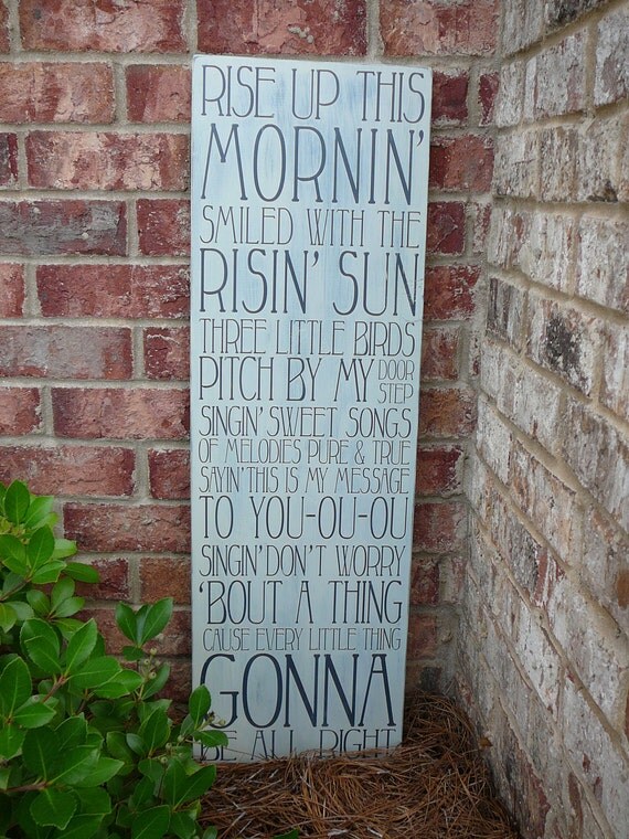 Bob Marley - Three Little Birds Subway Sign - 36" tall Hand Painted and Distressed