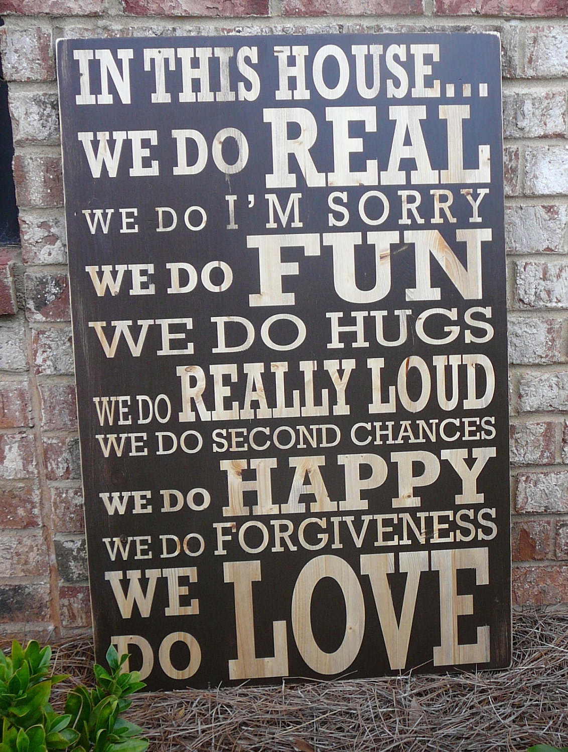 In This House Subway Sign 2'x3' - Hand Painted and Distressed