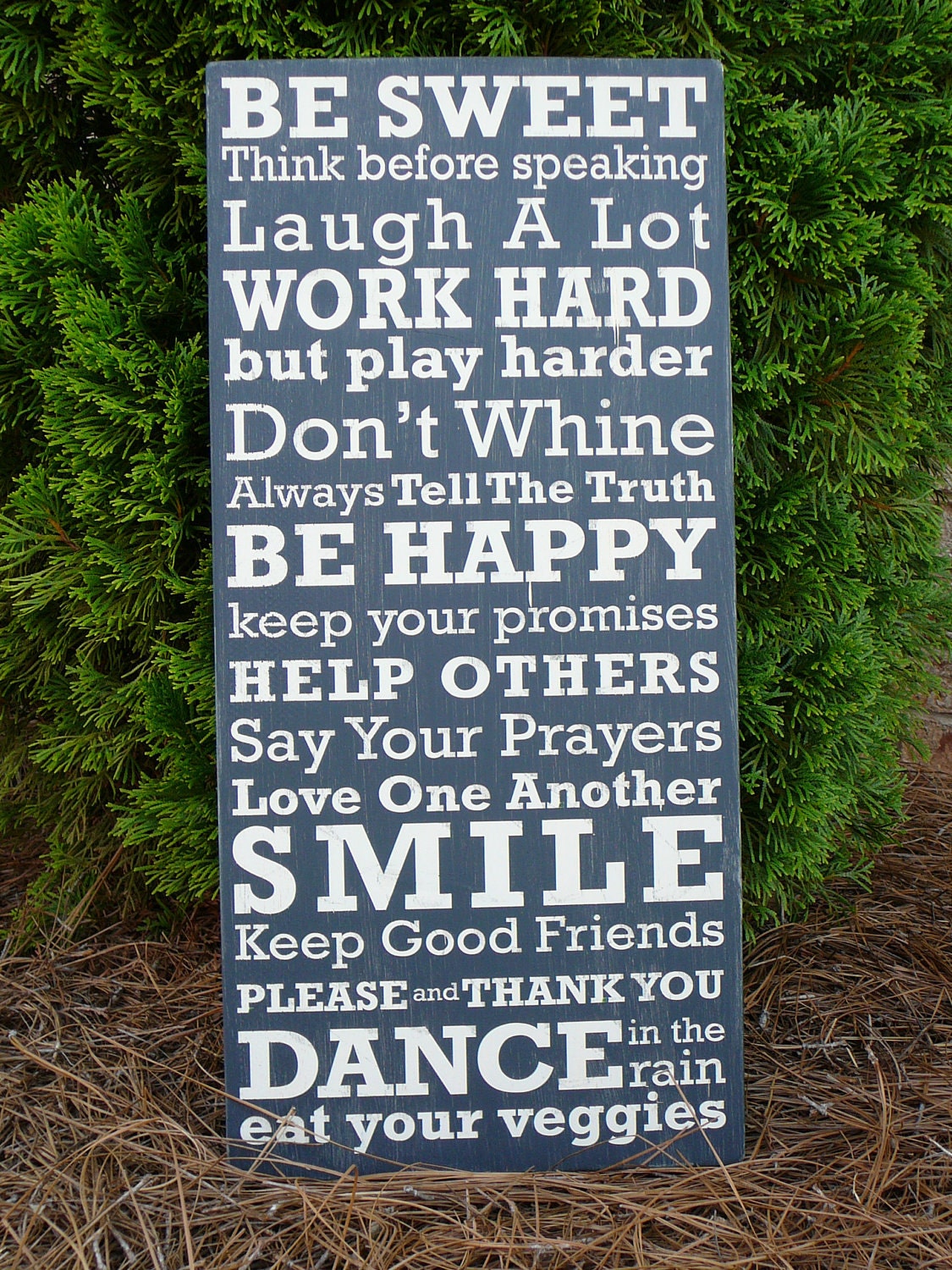 Family Rules of the House Subway Sign - Hand Painted and Distressed - 11"x24"