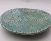Turquoise Serving Tray Handmade Pottery Rope Impression