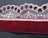 Floral Lace Sash with Velvet Ribbon and Rhinestones