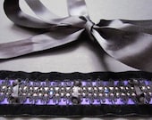 Satin, Lace and Velvet Ribbon Sash with Rhinestones