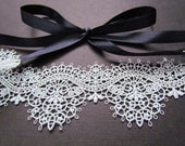 Vintage Style Hair Band - Lace with Rhinestones in Blue