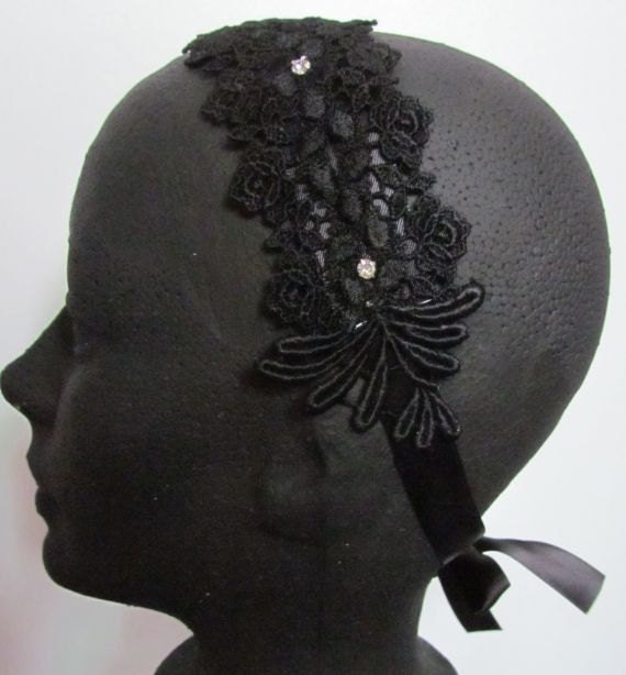 Katherine Vampire Diaries Inspired Black Lace Headband
