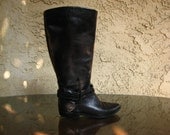 PERFECT vintage black leather RIDING boots 6.5 / 6