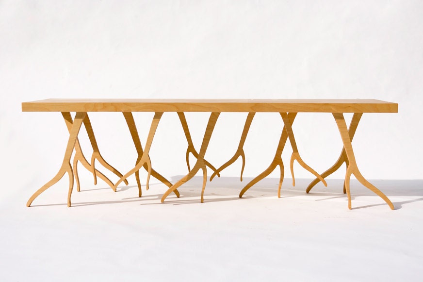 Modern Wood Bench - 'ROOTSY' series, contemporary design, nature inspired
