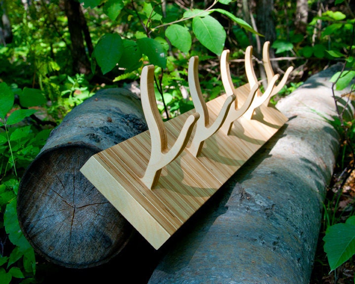 Wall Hooks, Modern Twig Coat Rack - 5-Peg TWIGGY series 'Straight and Narrow'