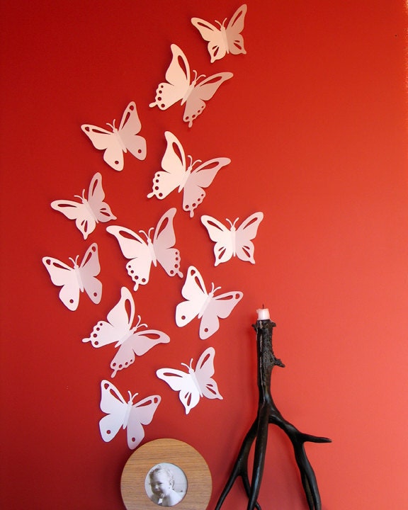 Butterfly Wall Art 3D White Butterflies Set of 12, PopArt, Made in Canada