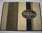 FREE SHIPPING - Black, beige and gold tone Greeting Card Kit - Happy Birthday
