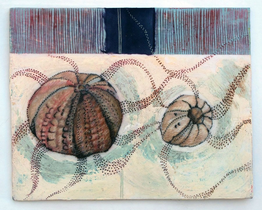 Painting, encaustic, Sea Urchins