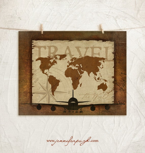 Travel the World Map 11x14 Print