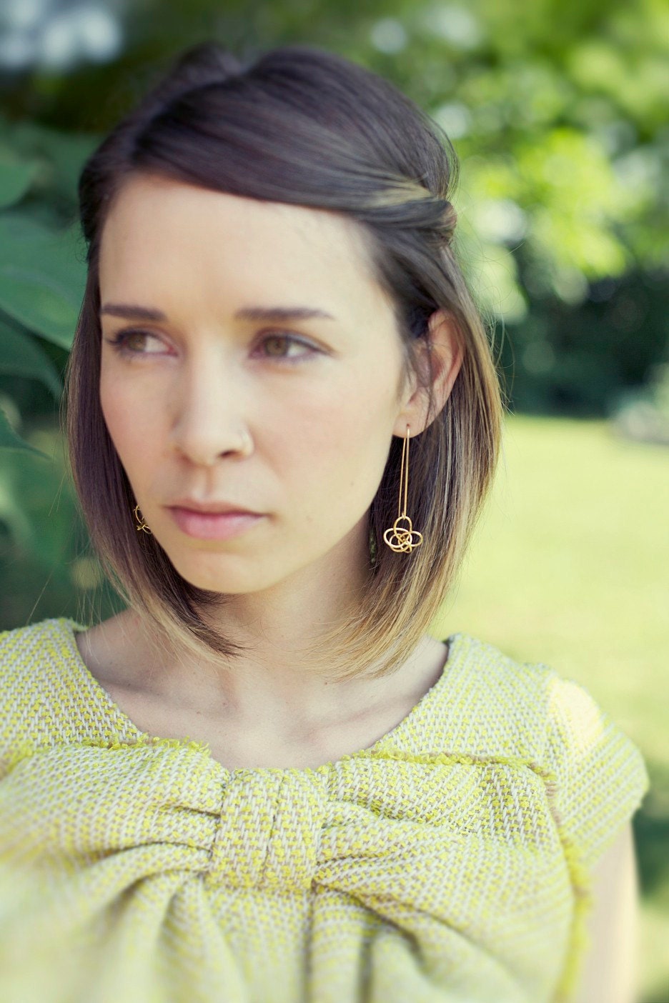 Dangle Brass Twist Earrings