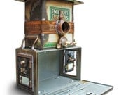 Birdhouse Bird house Repurposed Upcycled Custom Clock Edgemont Crackers Tin Film Strongbox Mailbox Doors Found Objects Metal Recycled OOAK