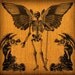 Halloween Winged Skeleton With Demon Angels Vintage Digital Collage Image Transfer Download jpeg or png 300 dpi for Pillows Bags Napkins