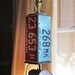 No. 5 Repurposed  Upcycled Lamp with License Plates Kitchen Postal Scale and Strainer Light Fixture of Found Objects
