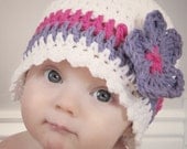 Beginners Candy Stripe Cloche and Flower Crochet Pattern (411)
