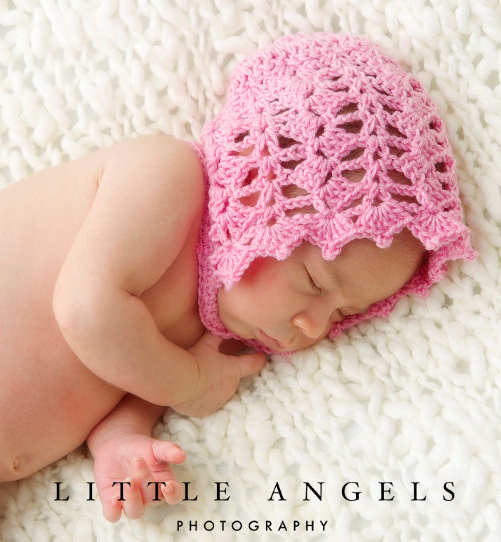 Elegant Spring Bonnet Baby Hat Crochet Pattern (352)