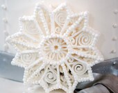 UNIQUE Handmade Snowflake White SUGAR ORNAMENT Hand Piped Filigree Weddings Christmas Holiday Decor Gifts Featured in Well Wed Magazine