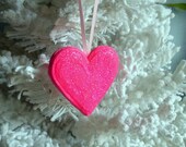 Neon Pink Heart Sugar Ornament Hand Made Hand Piped Weddings Favors Decor Valentines Christmas Love Hope Neon Glitters Summer