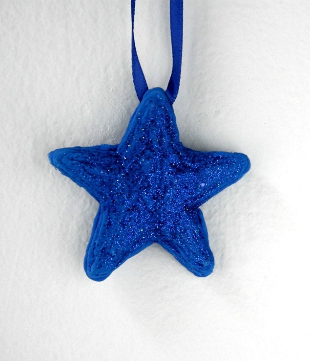 Star of Hope Unique Sugar Ornament Hand Made Royal Blue Glittered Christmas Birthdays Gift Ideas Twinkle Twinkle Unique Home Decor