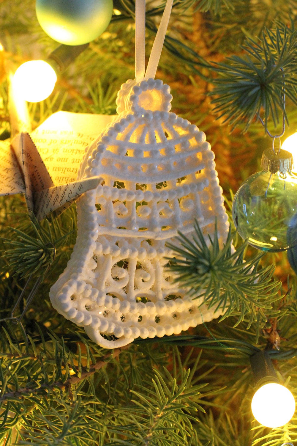 Unique Bell Ornament Sugar White Hand Piped Filigree Hand Made Weddings Anniversaries Christmas Holiday Decor