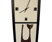 Modern Wall Clock Cat Mid century Mad Men Inspired