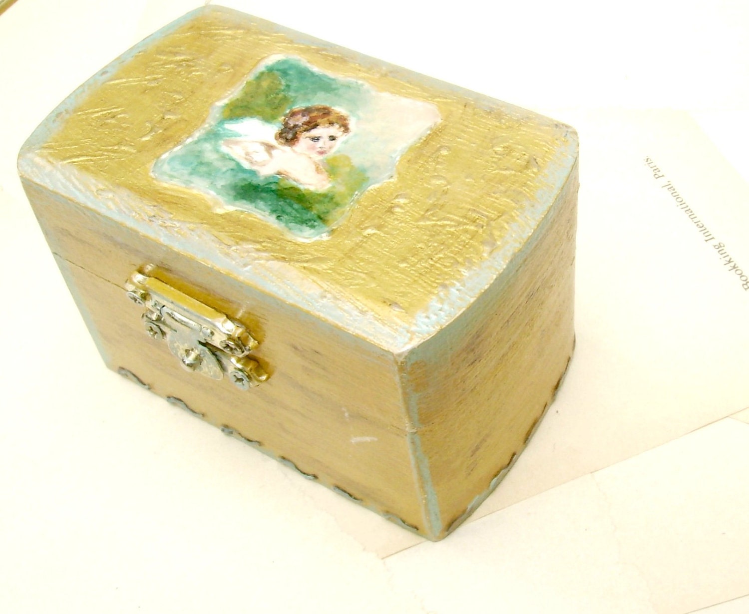 Small Jewelry and Trinket Box with Latch- Cupid
