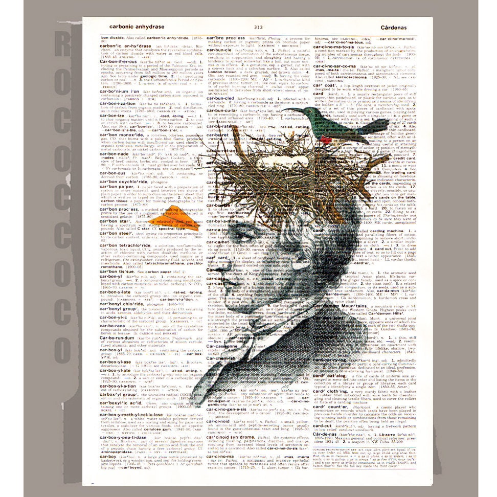 Thinking man - ORIGINAL ARTWORK printed on Repurposed Vintage Dictionary page 8 x 11 -Upcycled Book Print