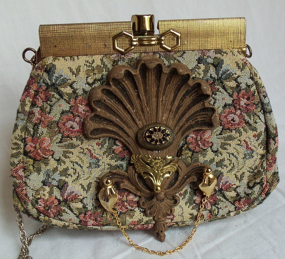 Steampunk Bag Floral Vintage couture purse by HopscotchCouture
