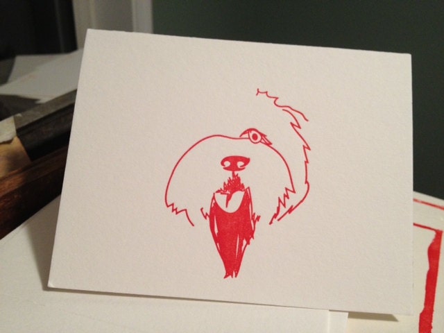 Old english sheepdog letterpress notecards