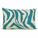 Horse decorative pillow cover - Teal blue horse print on a natural beige canvas front and zebra print back - 12x18 accent pillow cover